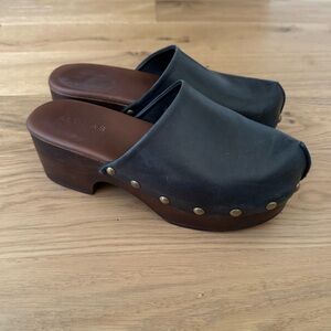 Alohas studded leather mule with wooden sole